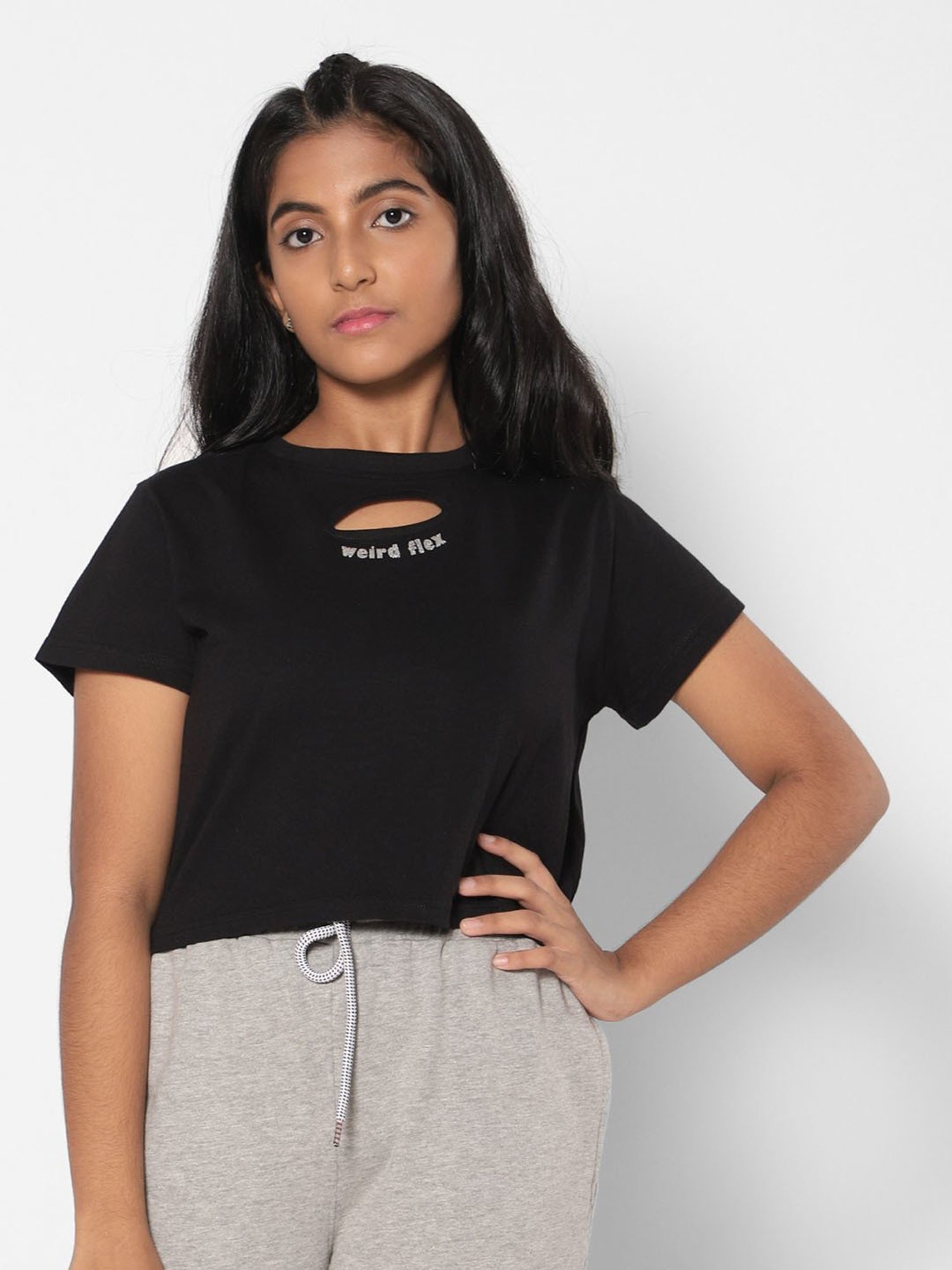 TeenTrums Girls Black Solid Top
