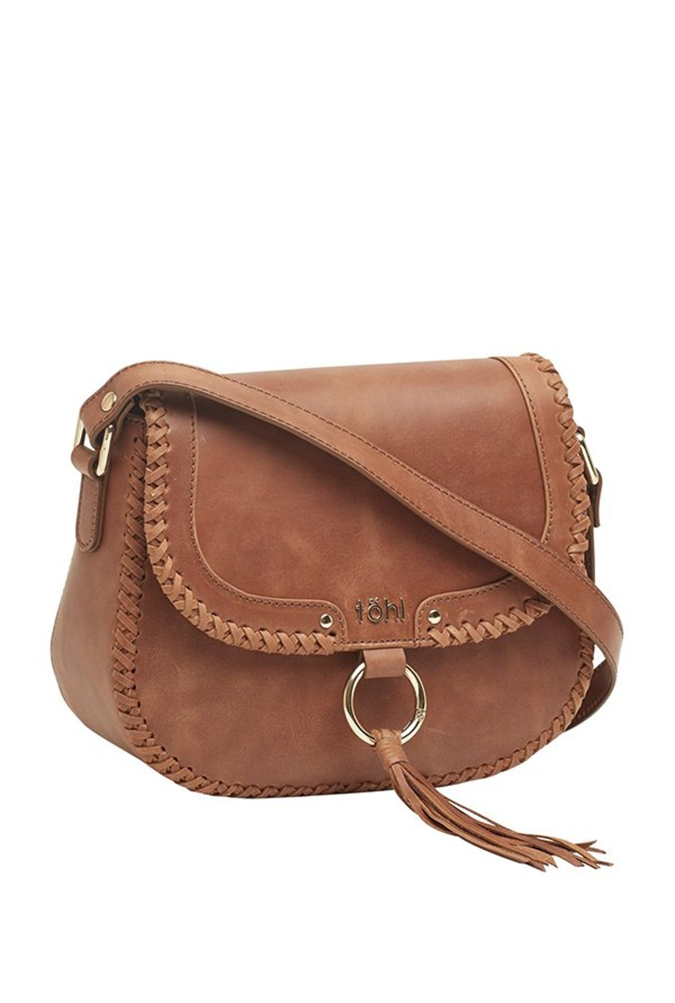 Tohl Tan Distressed Leather Flap Sling Bag
