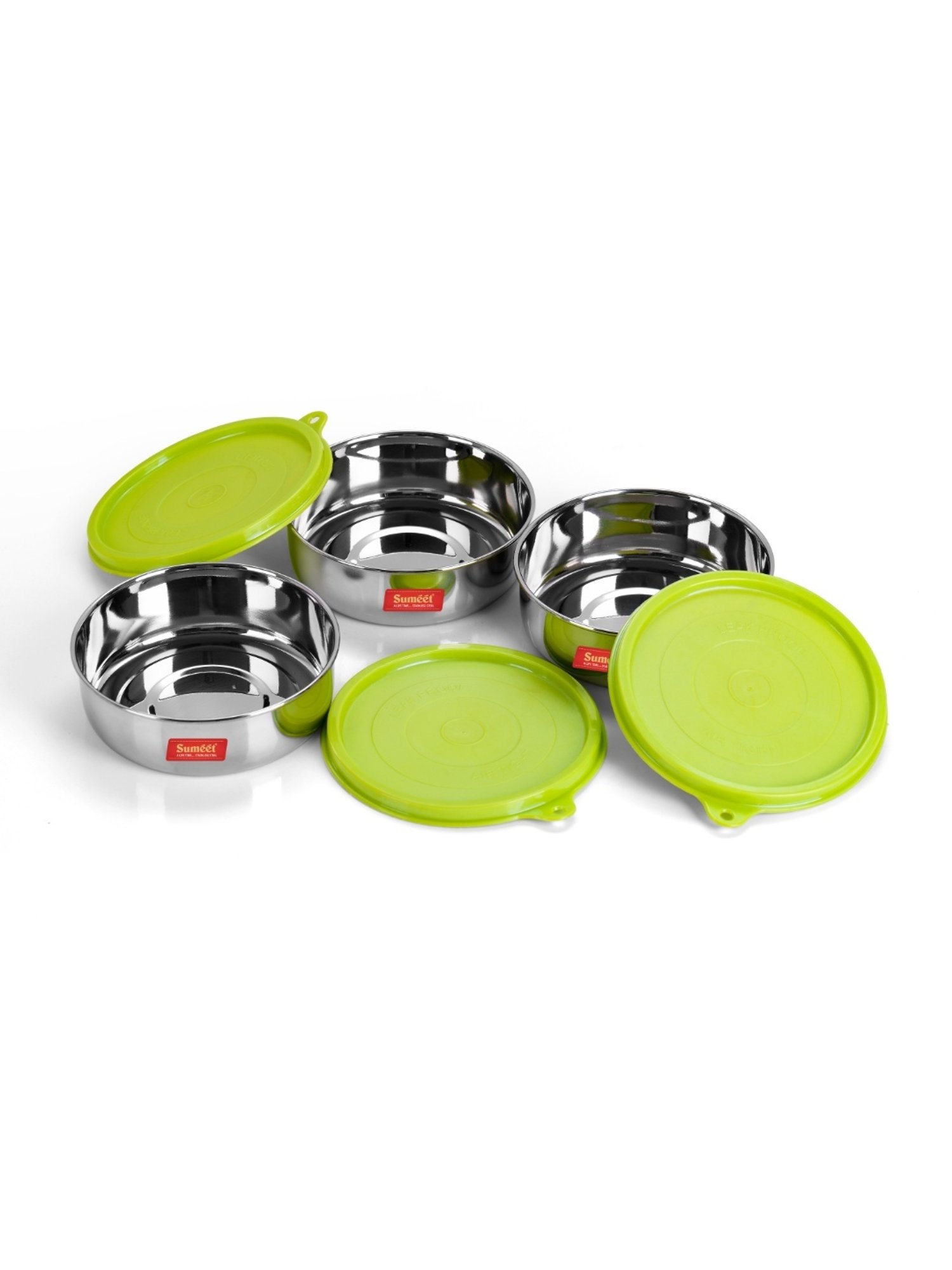 Borosil Grey Stainless Steel Lunch Box - Set of 4