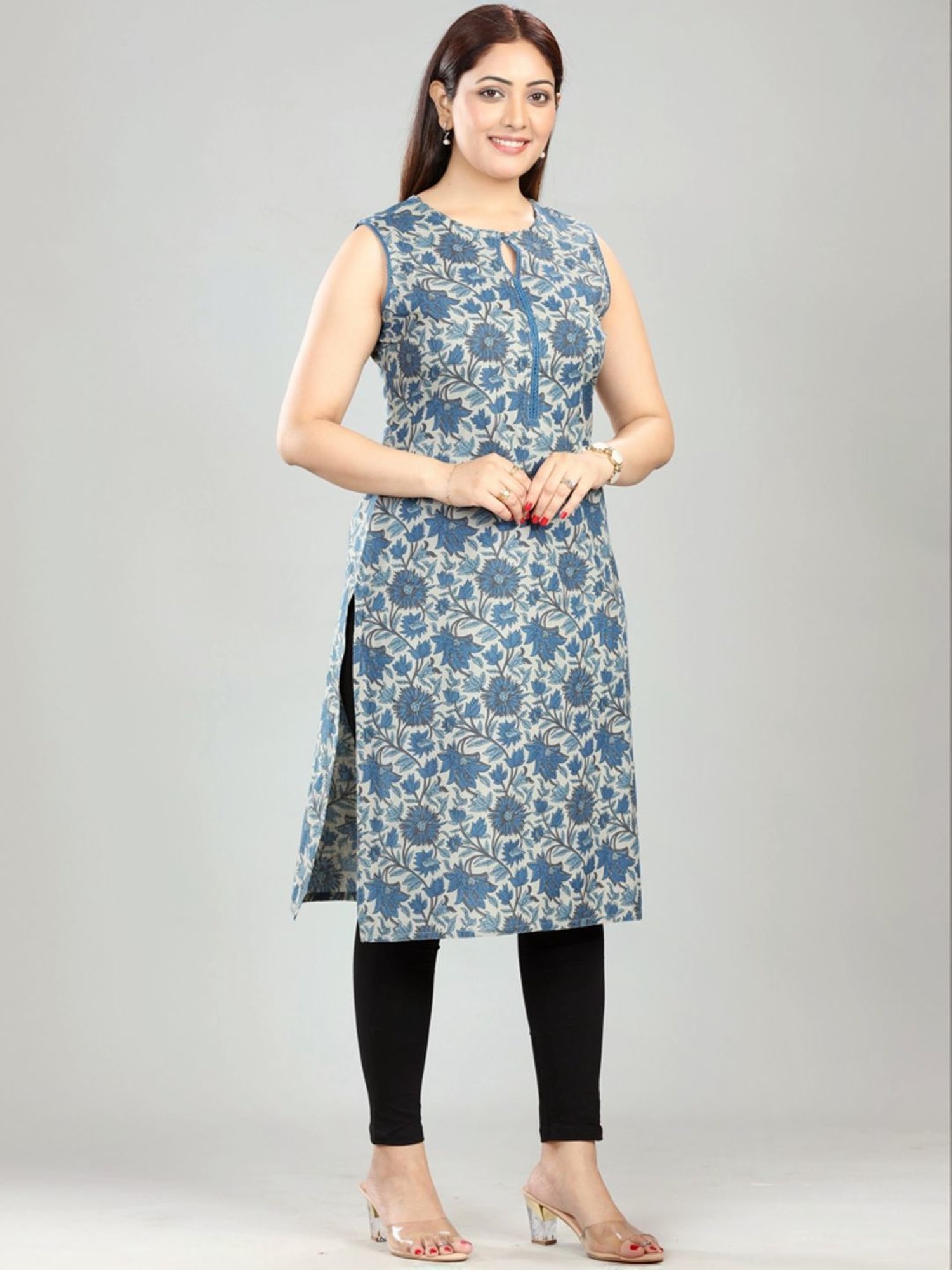 Cotton Culture Blue Cotton Printed Straight Kurta