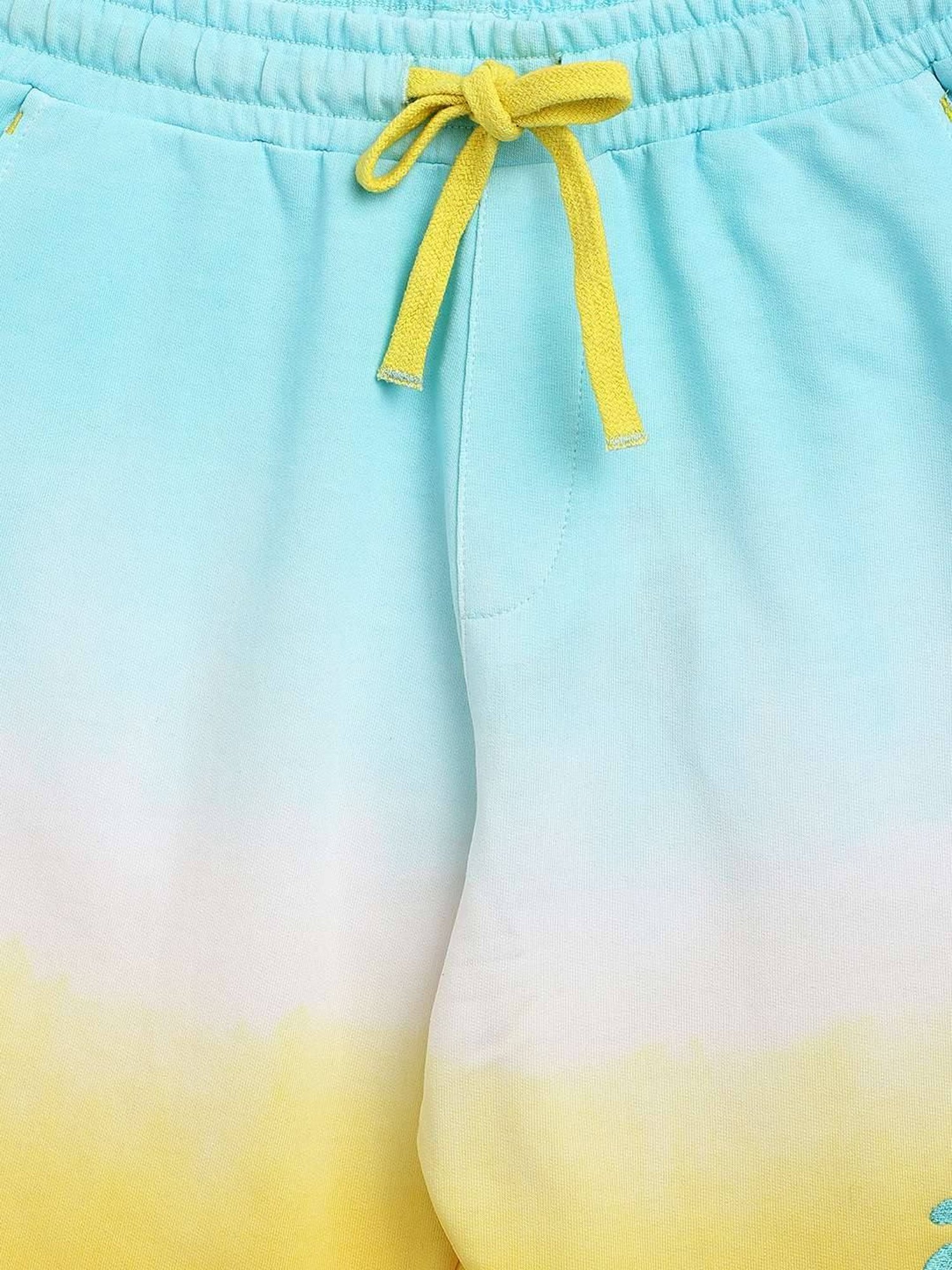 Lil Tomatoes Kids Blue & Yellow Cotton Color Block Bermudas