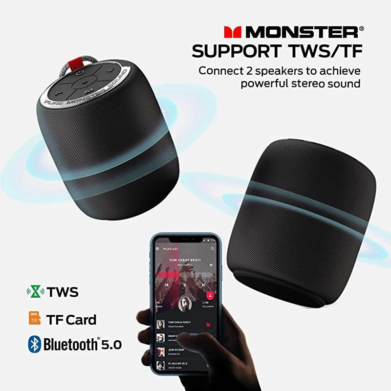 Bluetooth Speaker Superstar S110 Portable Bluetooth Speakers 50 with True Wireless Stereo Pairing for Louder Stereo Sound Builtin Mic Waterprrof Speakers for Home Indoor or Outdoor Use