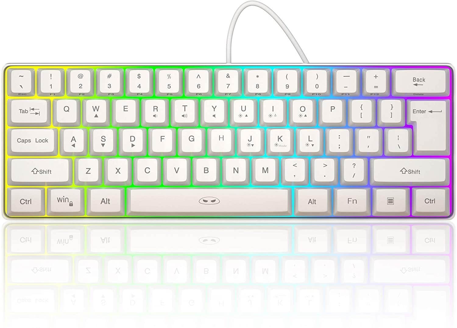 MageGee TS91 Mini 60% Gaming/Office Keyboard,Waterproof Keycap Type Wired RGB Backlit Compact Computer Keyboard for Windows/Mac/Laptop (White)