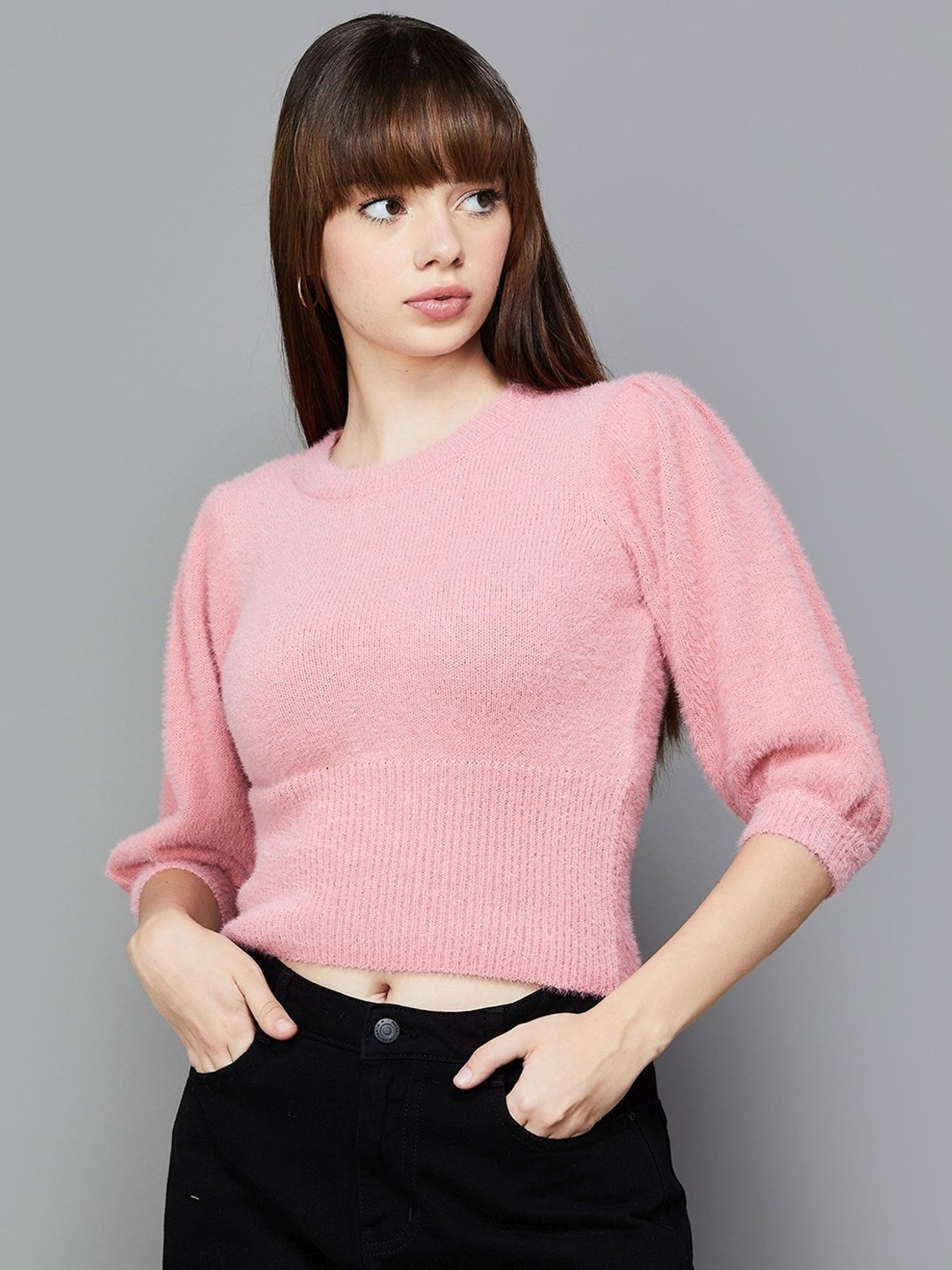 Ginger by Lifestyle Pink Self Pattern Pullover
