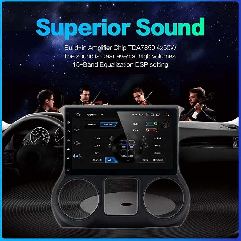 10.2 inch Large Screen Single Din Android 10.0 Car Stereo for Jeep Wrangler 2012 2013 2014 Radio with GPS Navigation 4G Ram 64G ROM Built in DSP Dash Kit Meomery Card