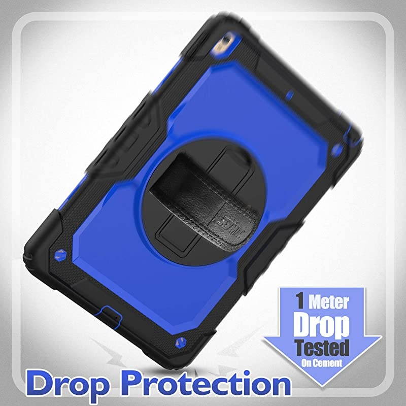 iPad Air 3rd Generation Case 2019, Drop-Proof [Full-Body] Case with 360Degrees Rotating Stand [Pencil Holder] [Screen Protector] Hand Strap for iPad Air 3 2019/ Pro 10.5 2017(Blue+Black)