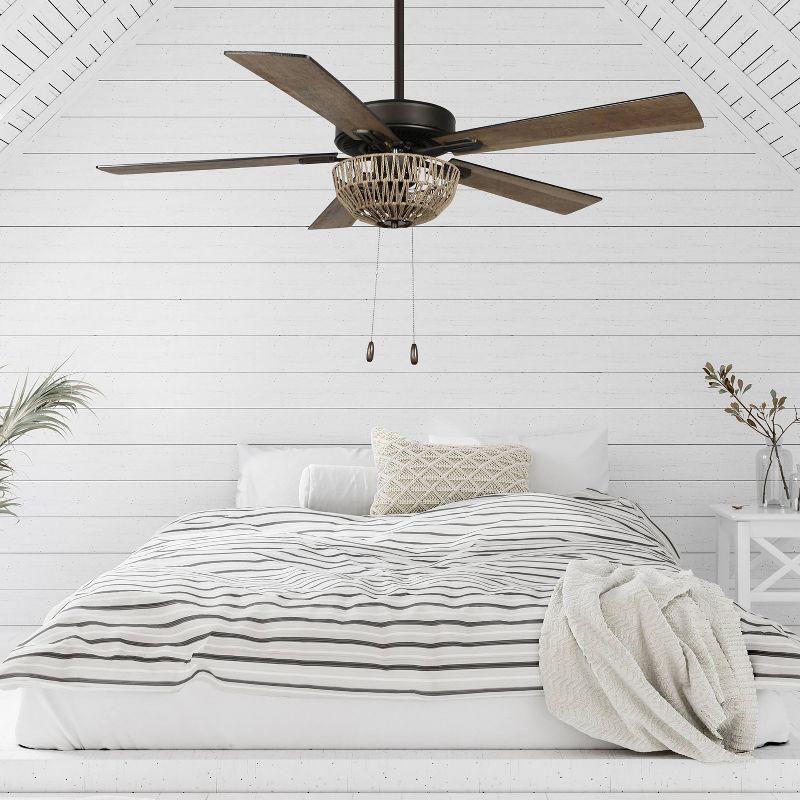 52" 5-Blade LED Woven Rope Lighted Ceiling Fan - River of Goods