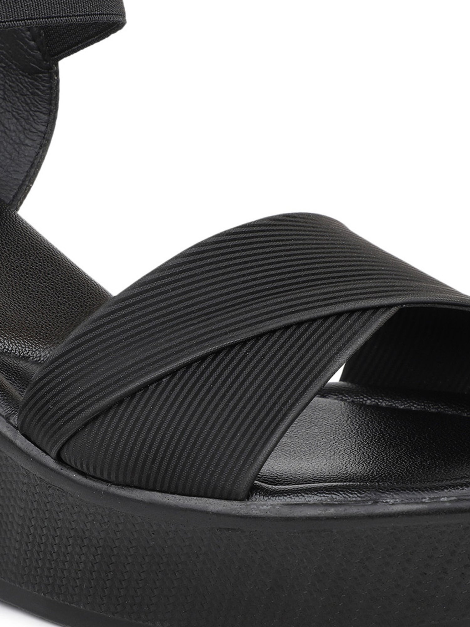 Inc.5 Women's Black Ankle Strap Wedges