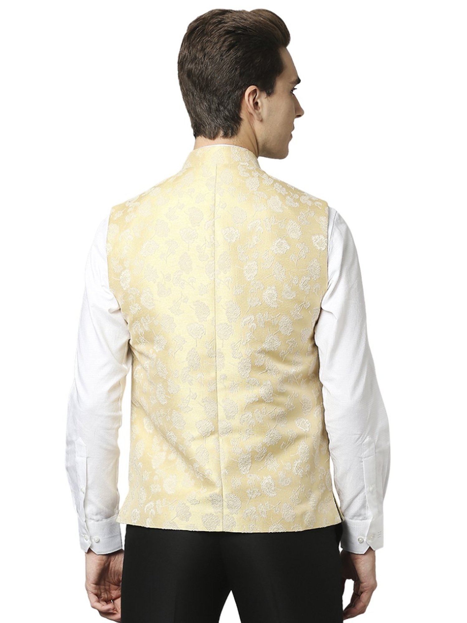 Raymond Yellow  Regular Fit Printed Nehru Jacket