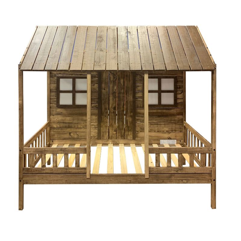 Twin Front Porch Low Loft Bed Rustic Driftwood - Donco Kids