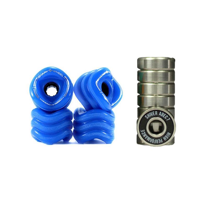 Shark Wheel Sidewinder 70mm 78A All-Terrain Wheels, Blue + ABEC 7 Bearings