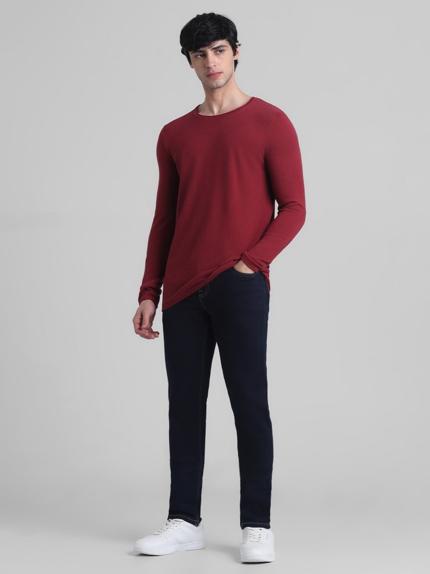 Jack & Jones Tibetan Red Cotton Regular Fit Sweater