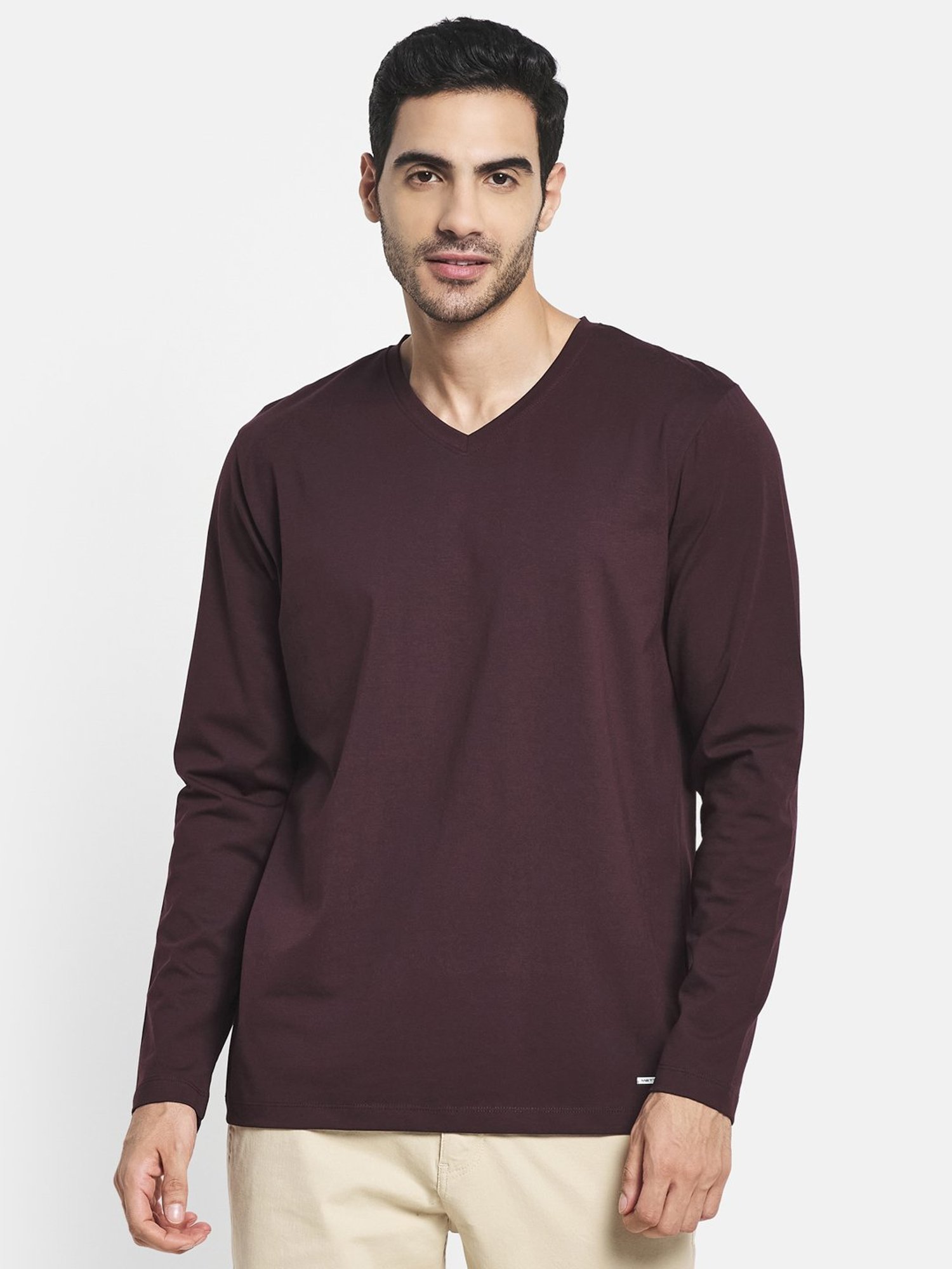 METTLE Wine V Neck T-Shirt