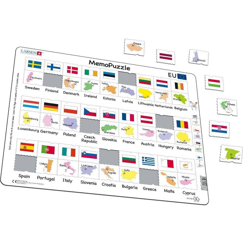 Larsen Puzzles European Union Capitals and Flags Kids Jigsaw Puzzle - 54pc