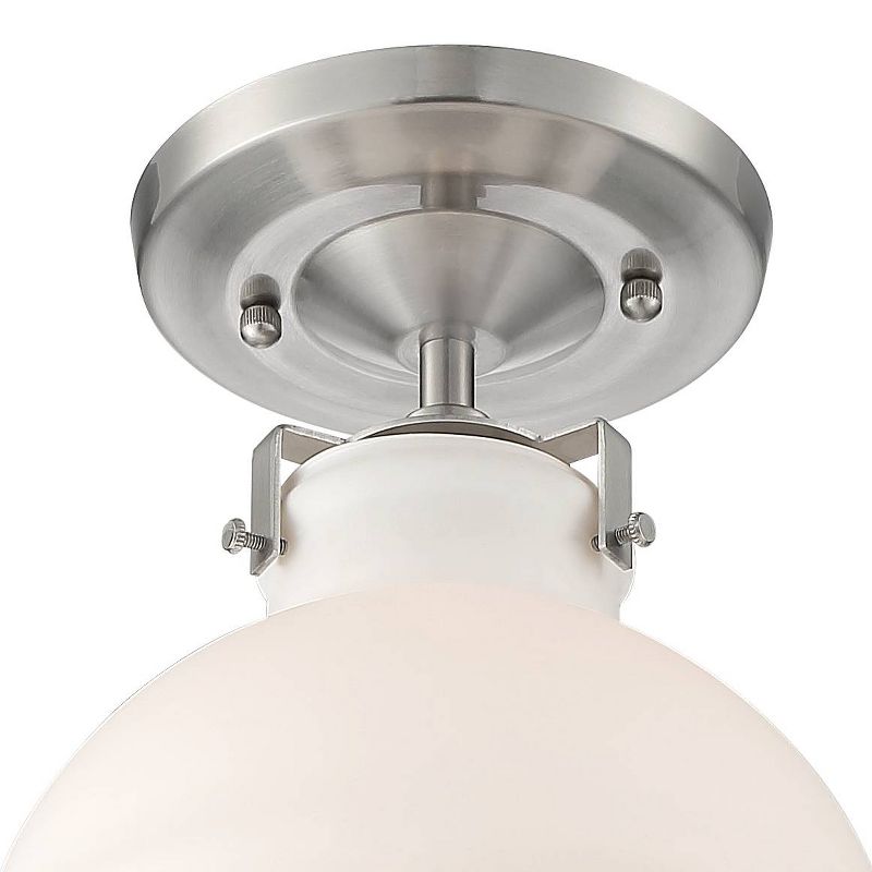 Possini Euro Design Bellis 9 1/2" Wide Brushed Nickel and White Glass Ceiling Light