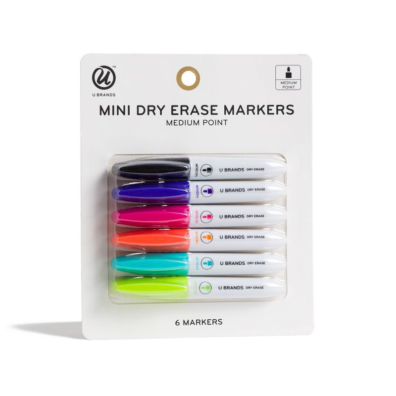 U Brands 6ct Mini Dry Erase Markers Fashion Colors