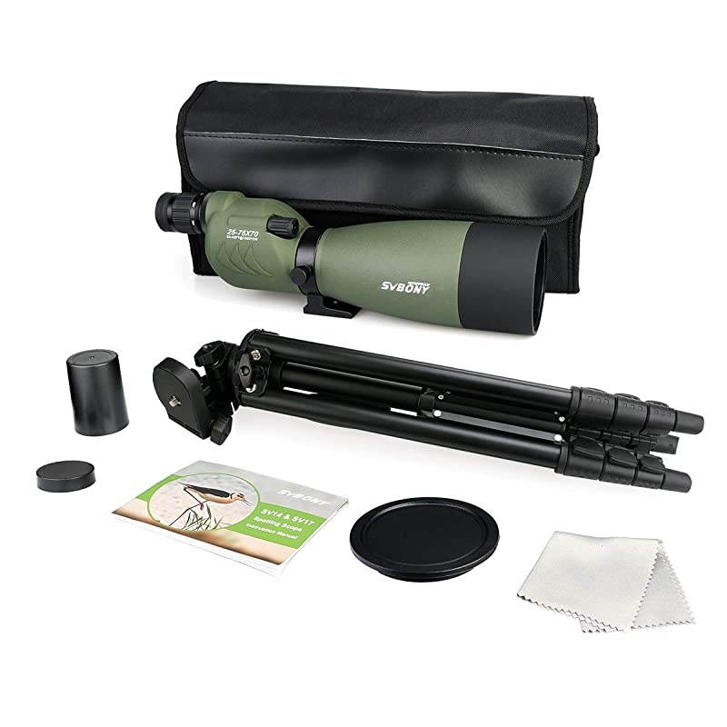 SV17 2575x70mm Spotting Scope Straight Waterproof Spotting Scope for Camping Hunting Bird Watching