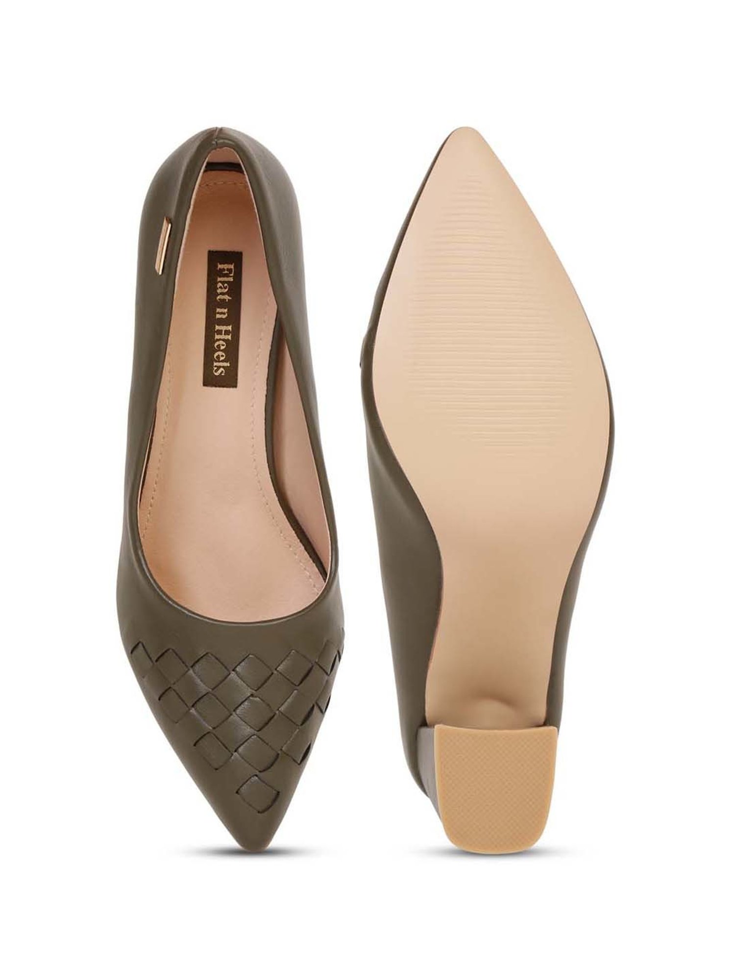 Flat N Heels Women's Green Casual Pumps