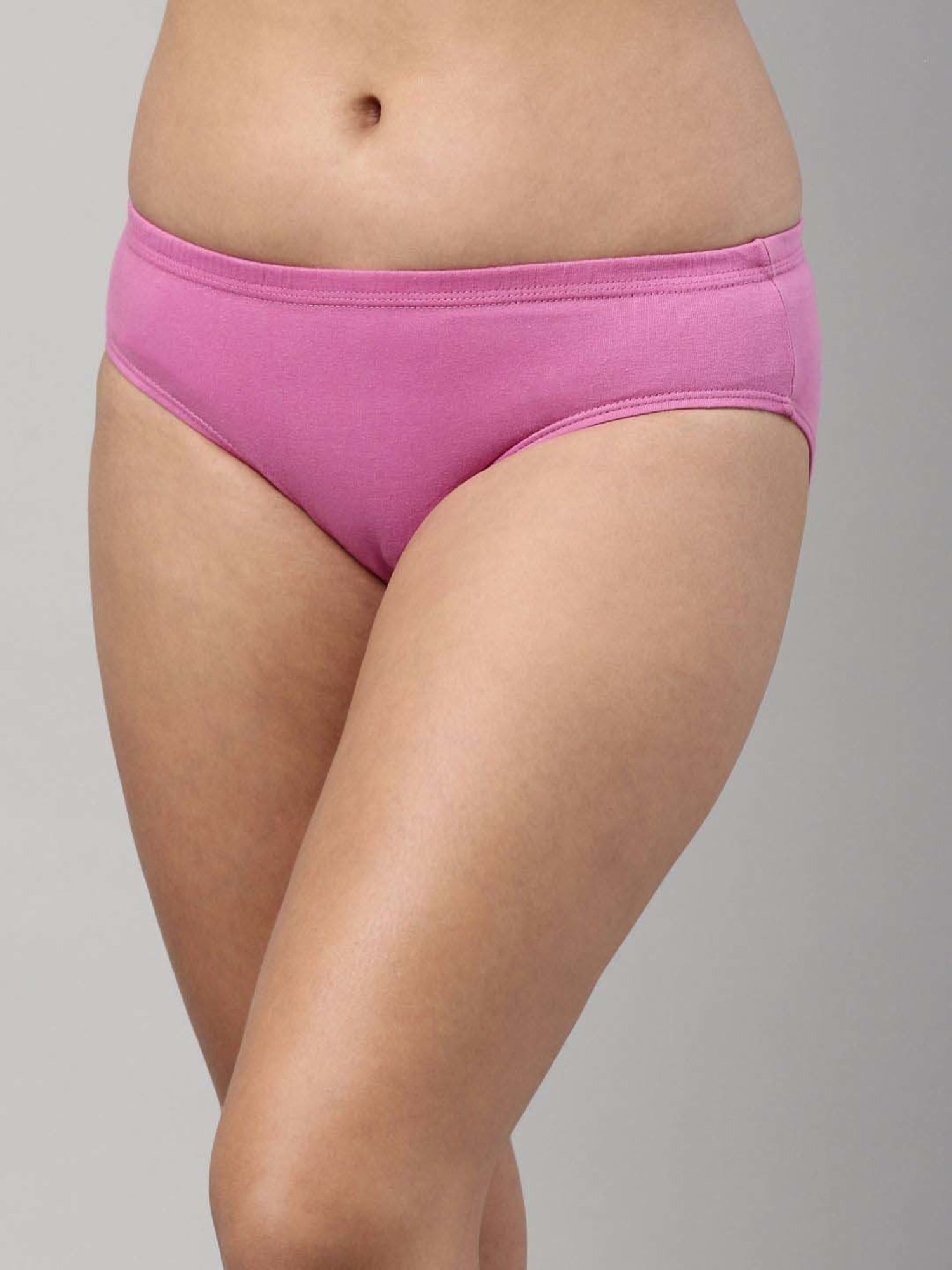 FEELINGS Green & Pink Cotton Plain Hipster Panties - Pack of 6