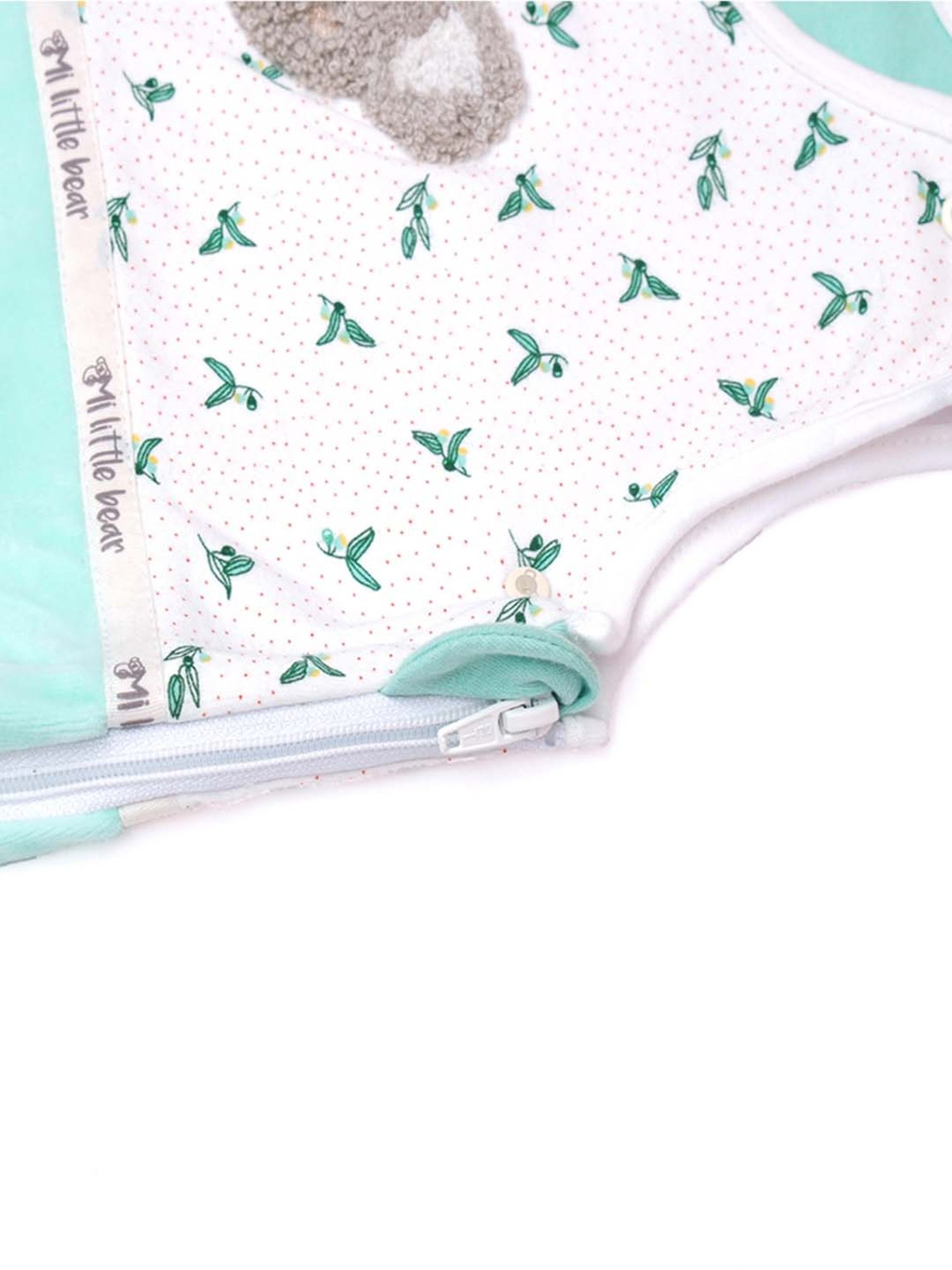 MiArcus Green & White Cotton 210 GSM Sleeping Bag (6-18 Month) - Set of 1