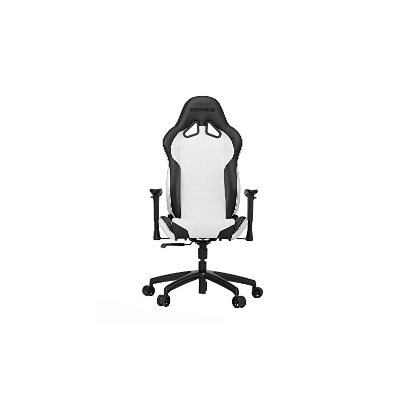 Gaming Chair Racing Seat, S-Line Slim SL2000 BIFMA Cert, White/Black