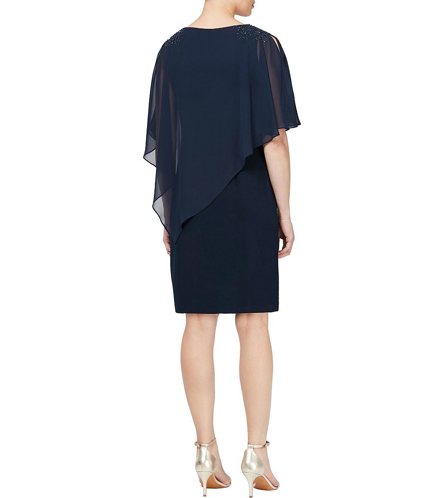 Marina Sequin Lace Round Neck 3/4 Sleeve Sheath Dress