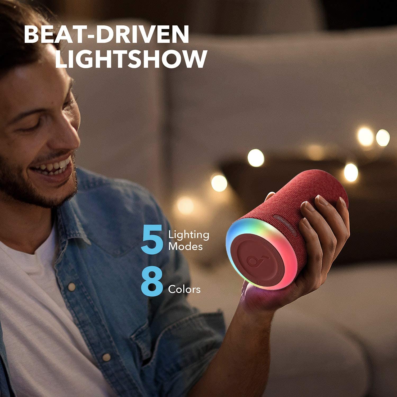 Anker Soundcore Flare Mini Bluetooth Speaker, Outdoor Bluetooth Speaker, IPX7 Waterproof for Outdoor Parties, LED Show with 360&deg; Sound and BassUp technology