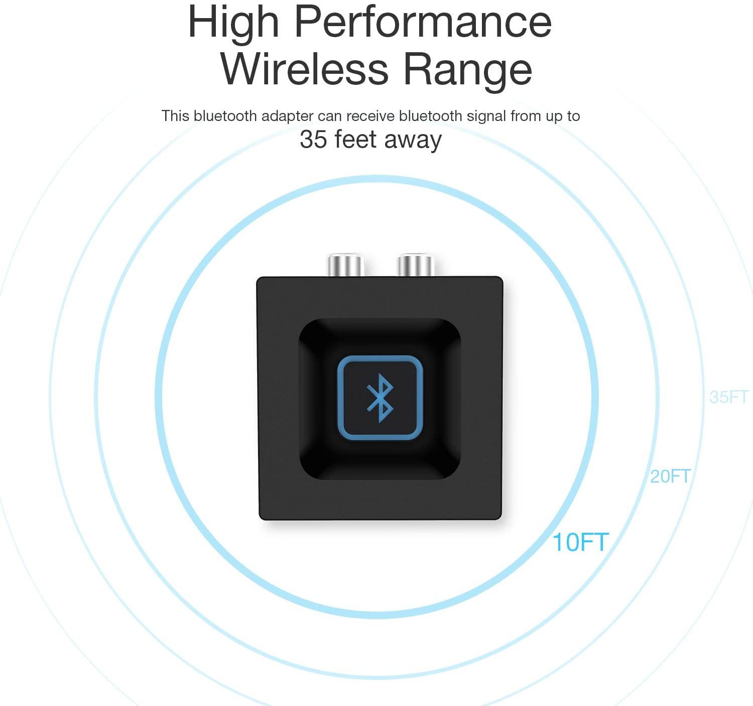 Wireless Audio Receiver for Music Streaming Sound System Works with Smart Phones and Tablets, Wireless Adapter for Speakers