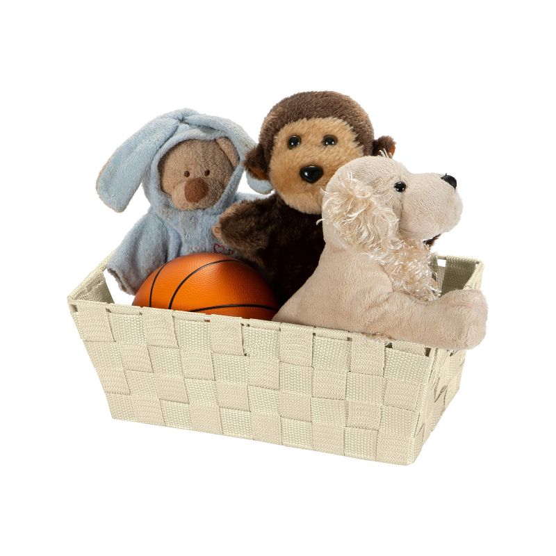 Simplify Small 6.5" Woven Strap Storage Bin Ivory