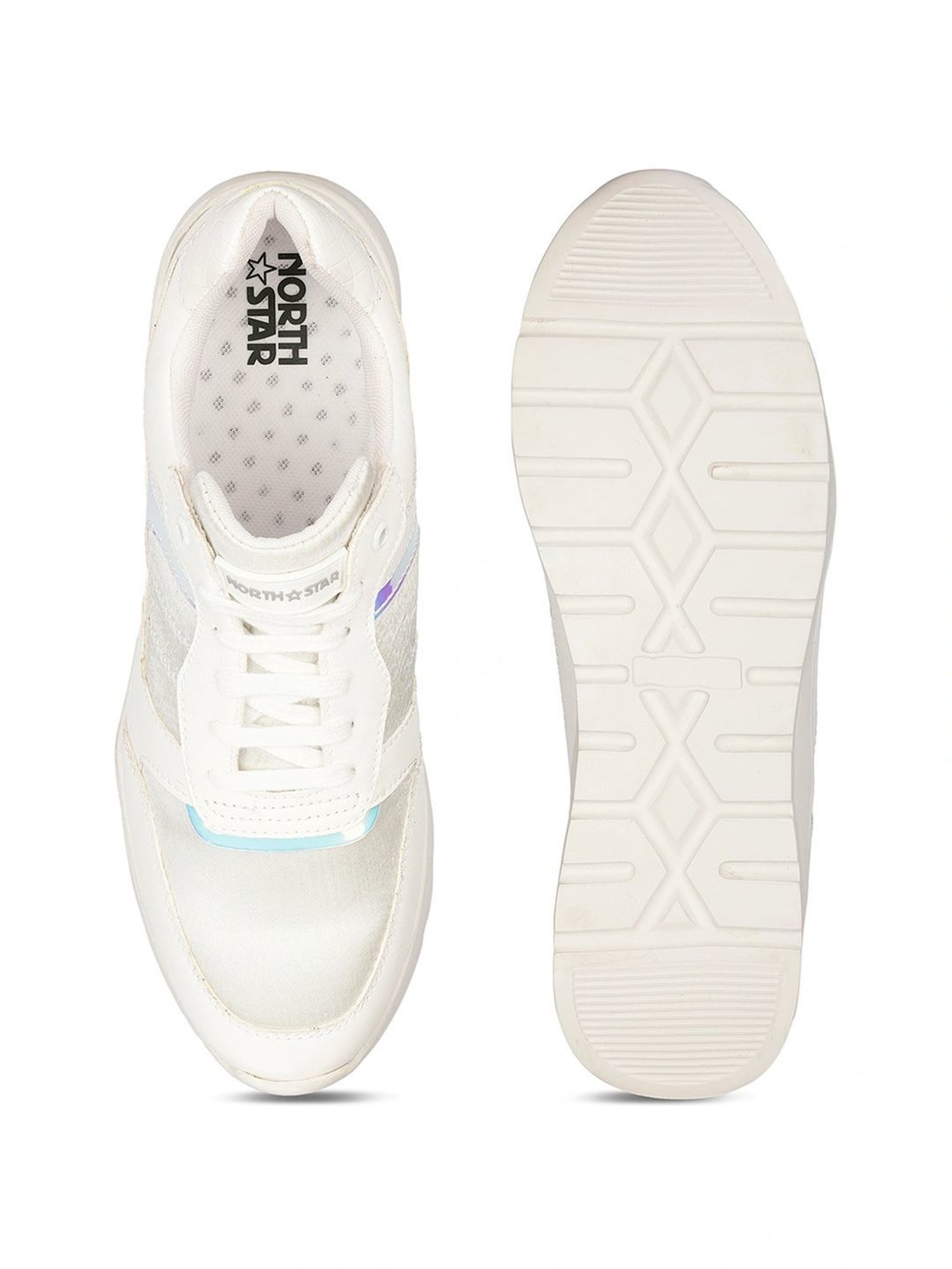 North Star by Bata Women's NASH White Ankle High Sneakers