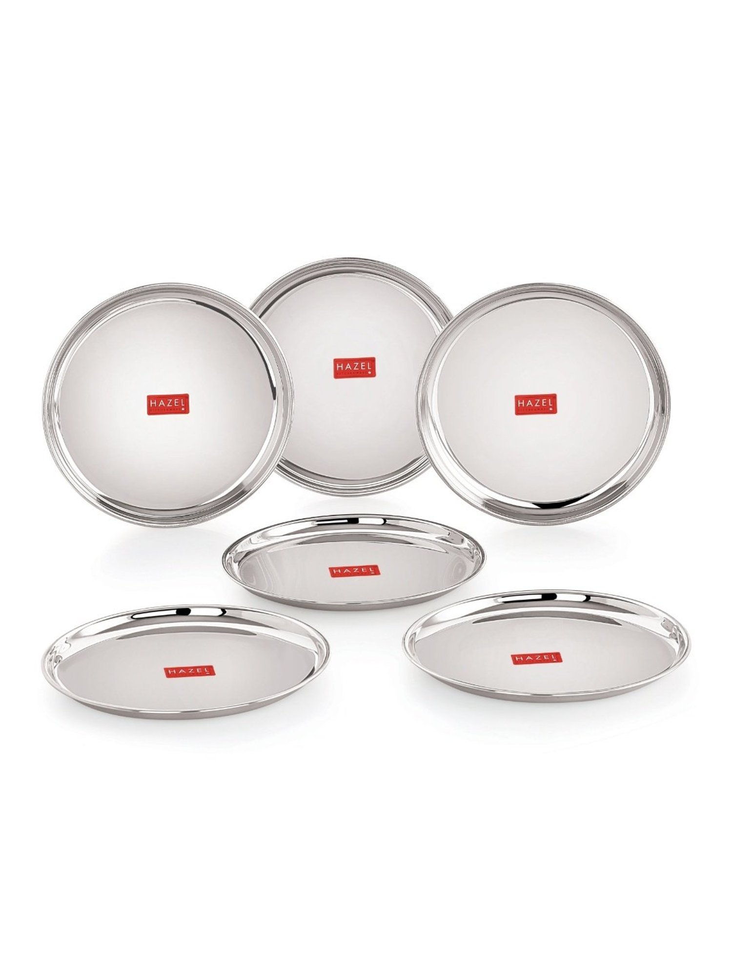 HAZEL Silver Stainless Steel Dinner Plate - Set of 6