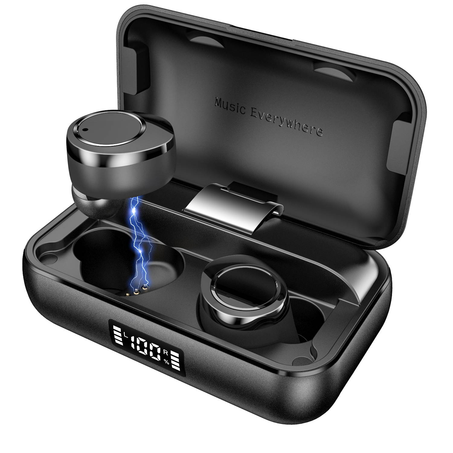5pcs TWS Bluetooth 5.0 Wireless Earbuds With 4000Amh Charging Case IPX7 Waterproof TWS Stereo Headphones in-Ear Built-in Mic Headset Premium Sound with Deep Bass for Sport - Black