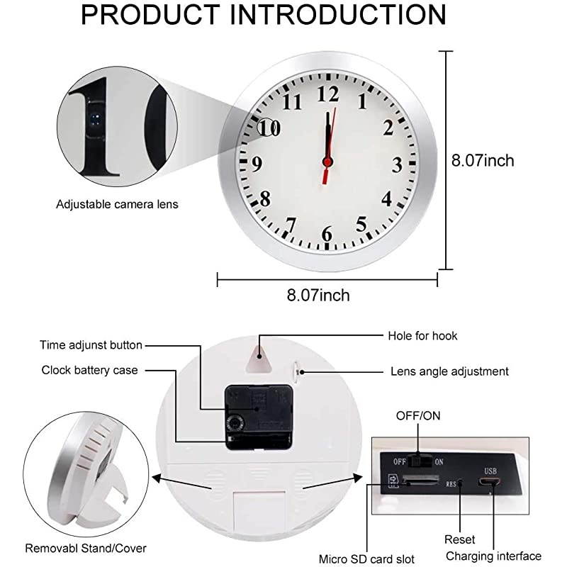 Spy Camera WiFi Wall Clock Camera, HD 1080P Nanny Cam DVR with Motion Detection,Real-Time Covert Clock Security Camera Monitor for Home and Office, No Night Vision&hellip;