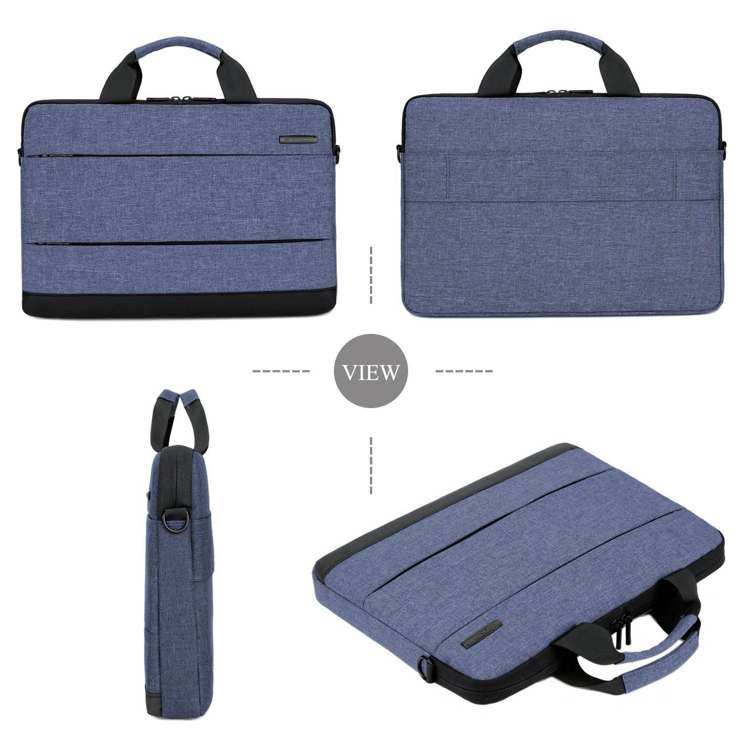 BRINCH 15.6 Inch Laptop Shoulder Bag,Classic Lightweight Slim Portable Laptop Messenger Sleeve Case for Work / Travel,Fits 15 - 15.6 Inches Laptop / Notebook / MacBook / Ultrabook Computer,Black