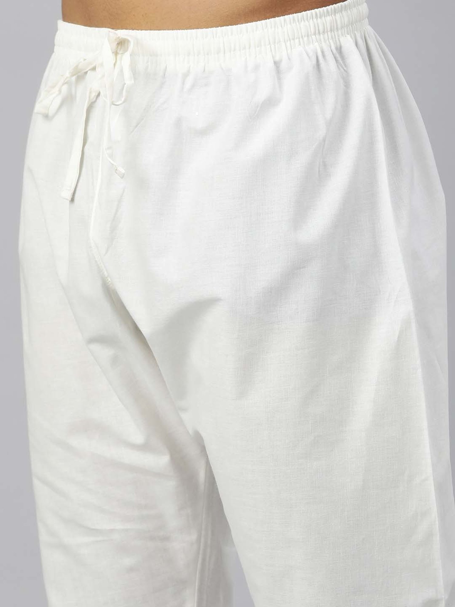 Manthan Cream & White Regular Fit Self Design Kurta & Churidar Set