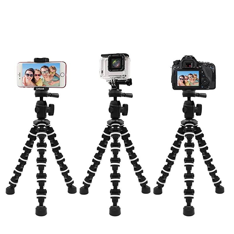 Phone Tripod,  Octopus Phone Tripod Portable and Adjustable Tripod Stand Holder with Universal Clip and Bluetooth Remote Compatible with Most Smartphones, GoPros, and Digital Cameras