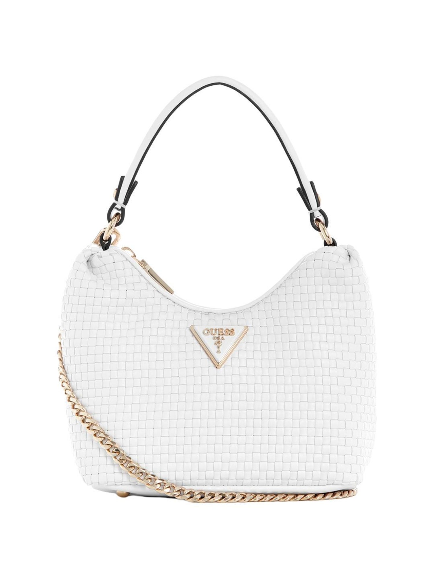 Guess White Textured Hobo Handbag