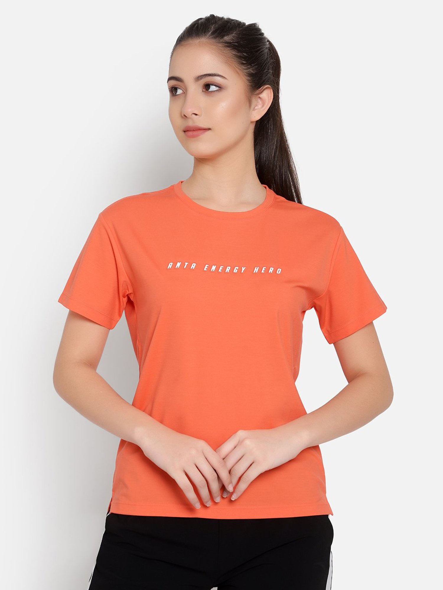 Anta Orange Printed Sports T-Shirt