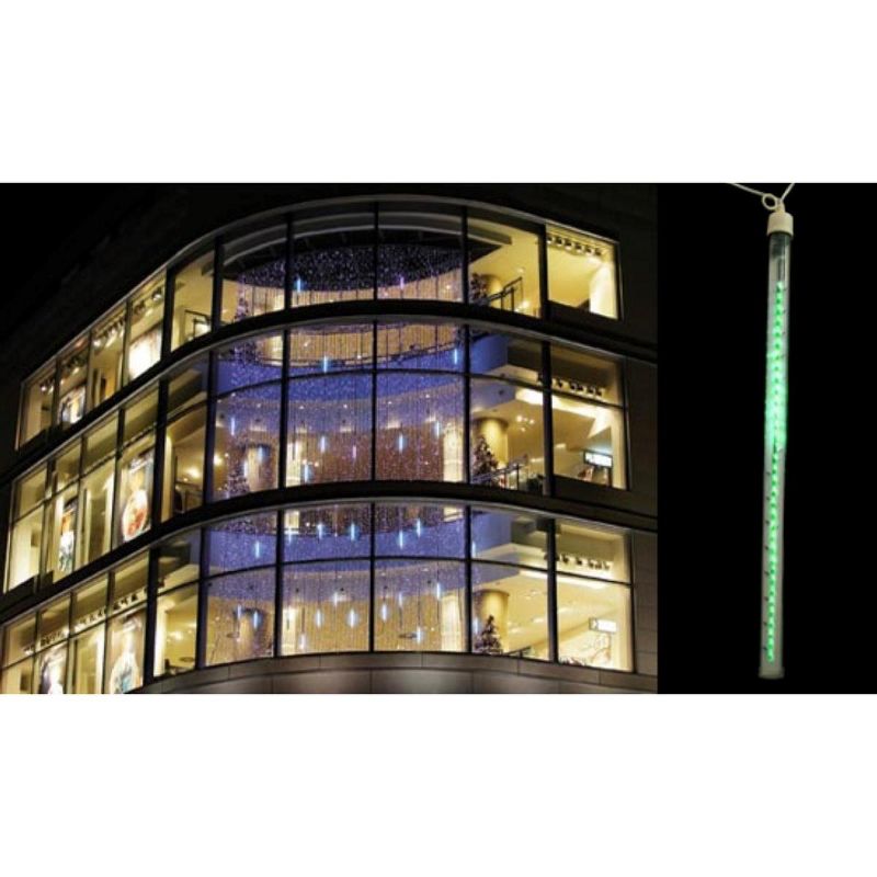 J. Hofert Co 24 Count LED Lighted Dripping Icicle Tube Christmas Decoration - Green Lights