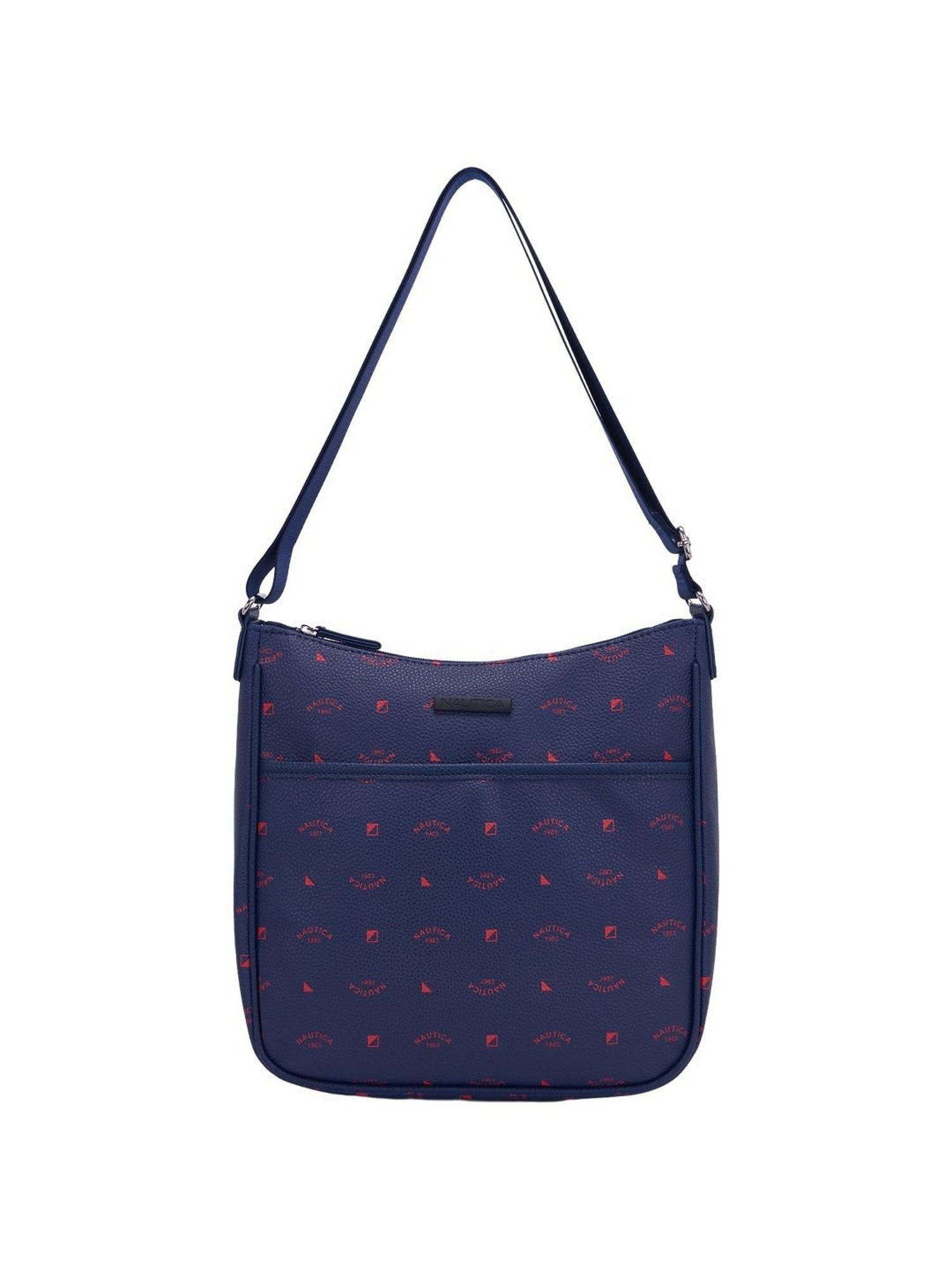 Nautica Navy Blue Printed Medium Hobo Handbag
