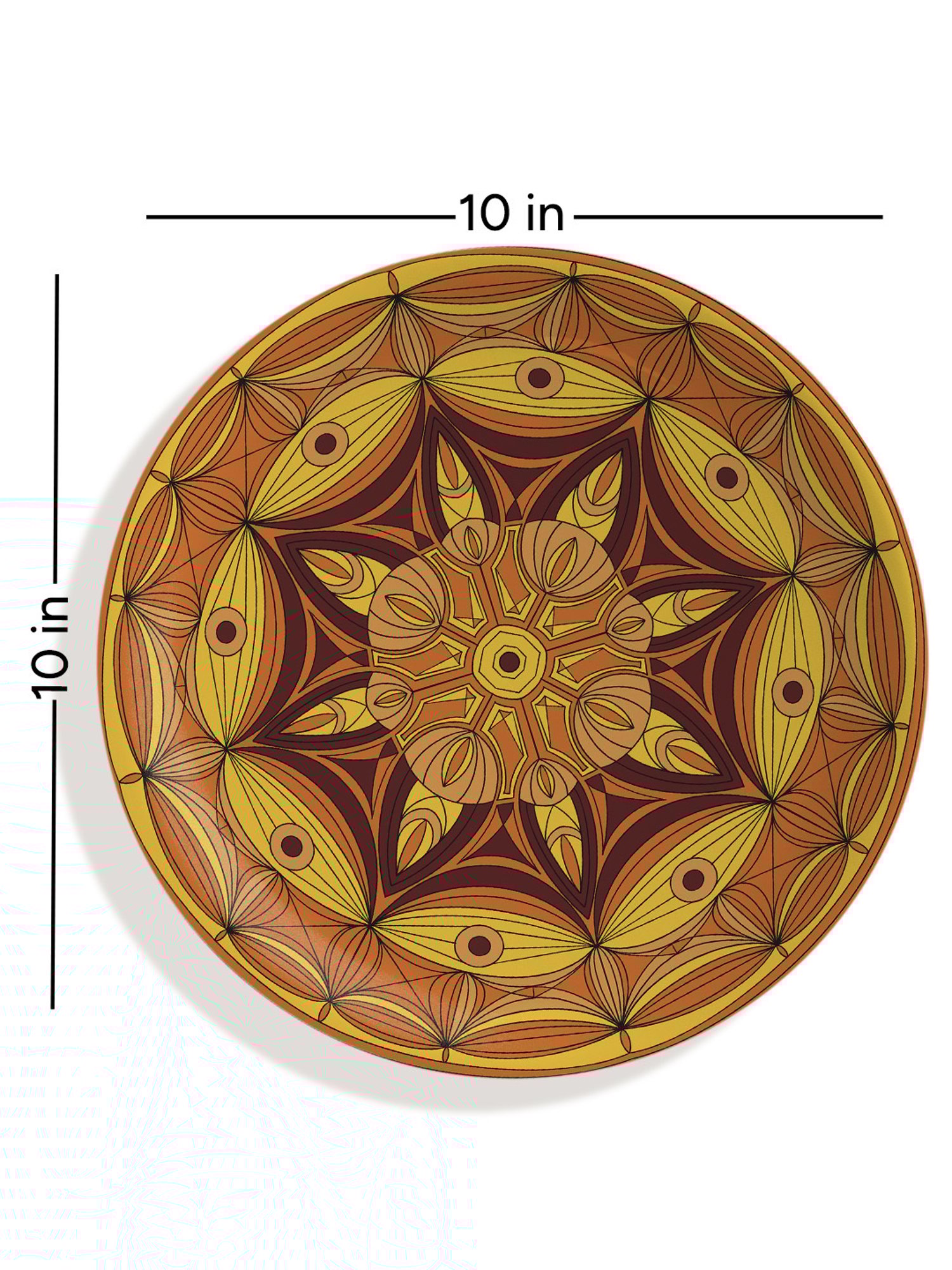 Nestroots Brown Sugar Serenity Artistry Mustard & Maroon Porcelain&iquest;Decorative Wall Plate