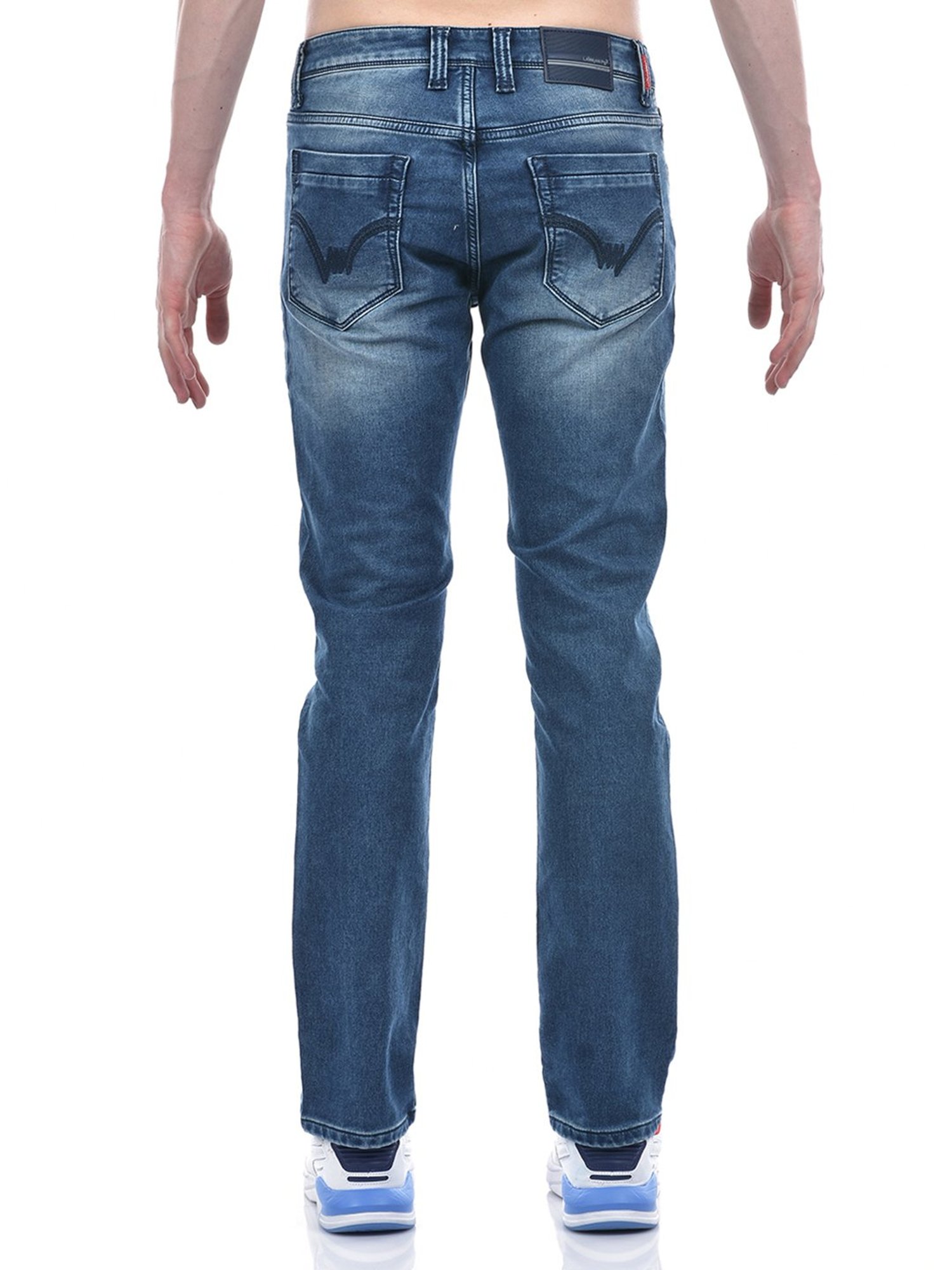 Lawman Pg3 Blue Straight Fit Lightly Washed Distressed Jeans