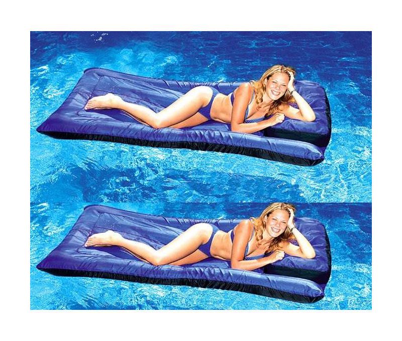 2 Swimline 9057 Swimming Pool Inflatable Fabric Covered Air Mattresses Oversized