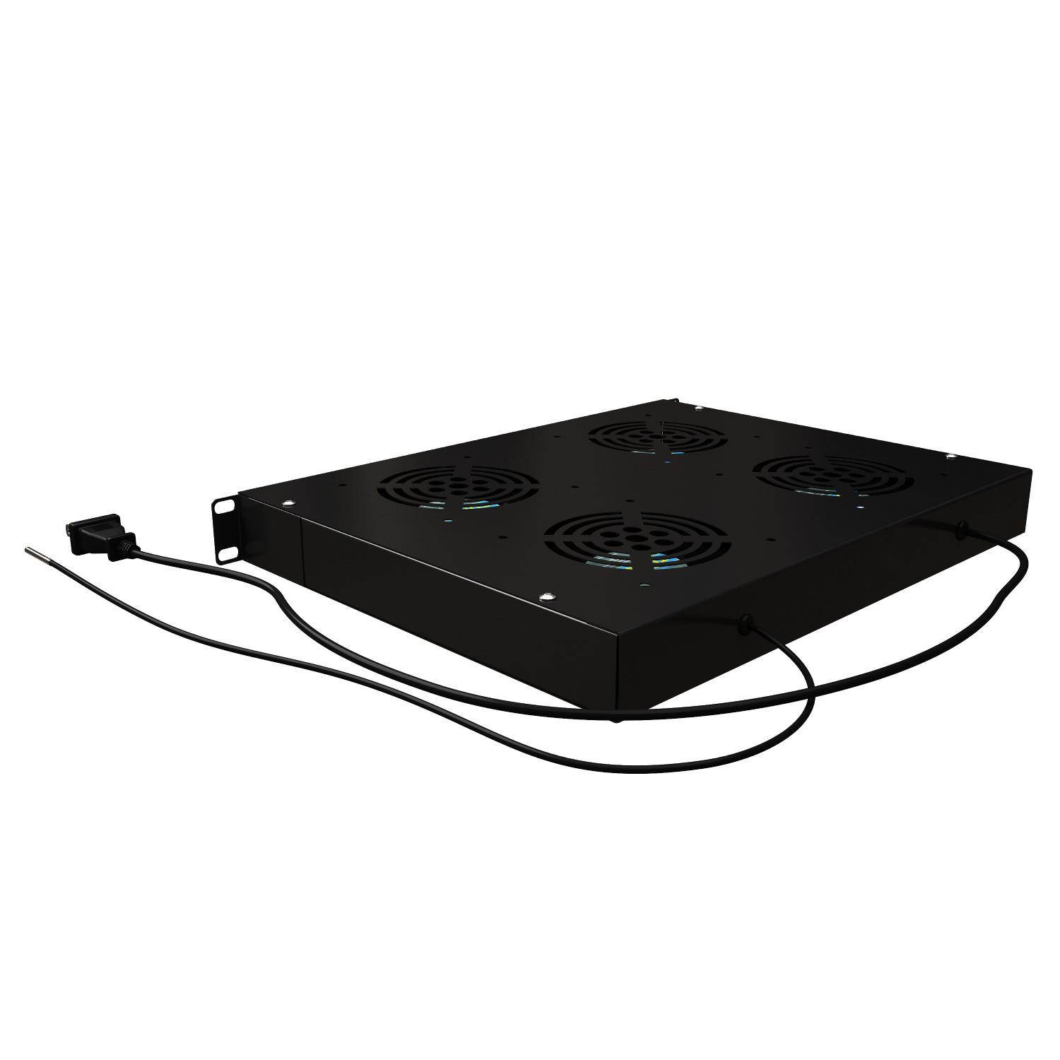 1U 19" Rack Mount Fan - 4 Fans Server Cooling System - Heat Monitor Display