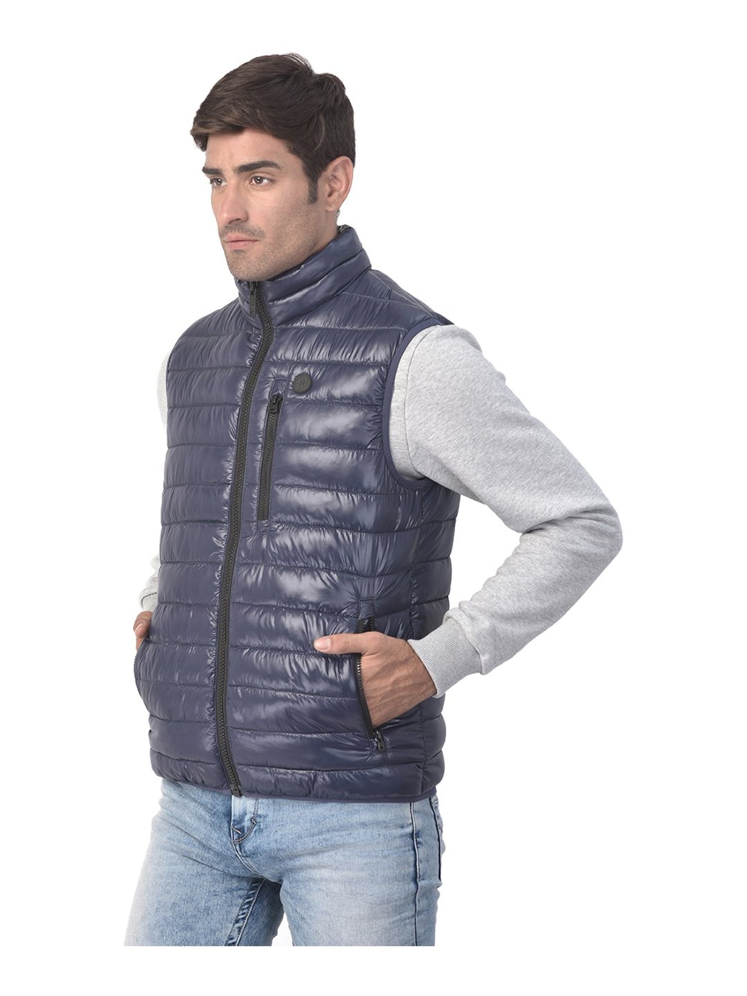 Woods Dark Navy High Neck Nylon Jacket