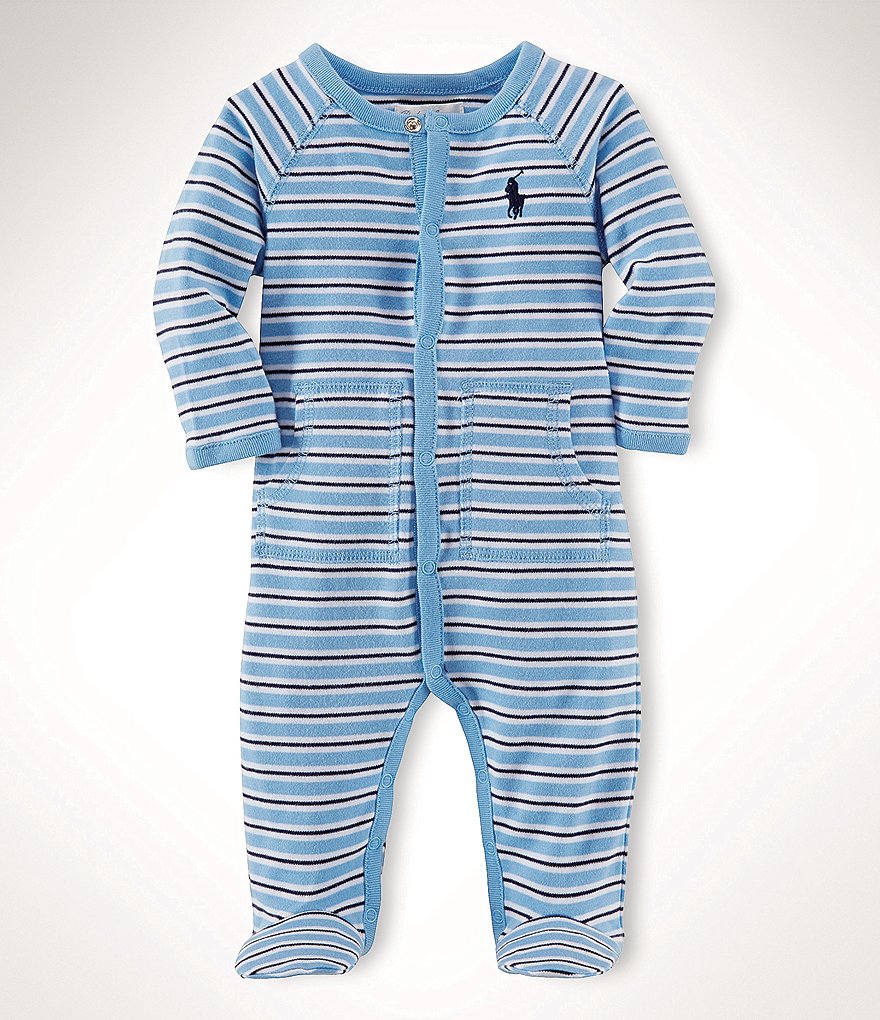 Aden + Anais Baby Boys 6-9 Months Long-Sleeve Blue Moon Footed Coverall