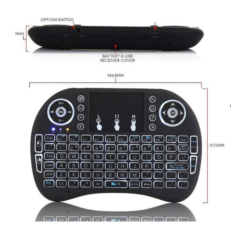 Mini i8 2.4G Air Mouse Wireless Keyboard Black with Touchpad