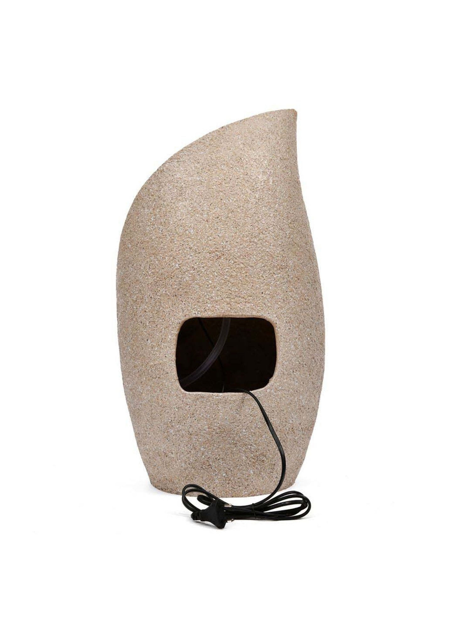 @home Beige Resin Trio Diyas Decorative Water Fountain With Led Light