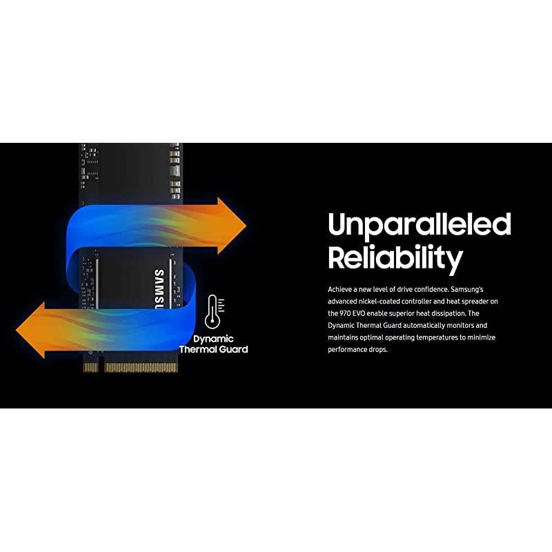 MZV7E500BW 970 EVO SSD 500GB M2 NVMe Interface Internal Solid State Drive with VNAND Technology BlackRed