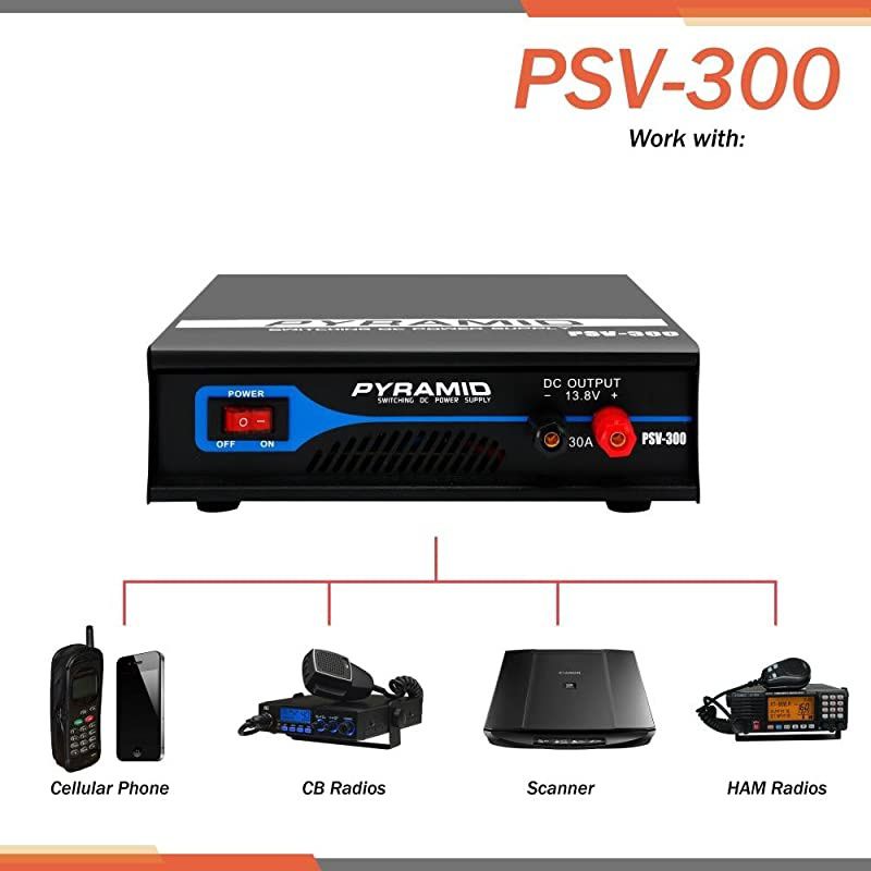 Compact Bench Power Supply 30 Amp Regulated Home Lab Benchtop ACtoDC Converter w 138 Volt DC 115230V AC Switchable Screw Type Terminals Cooling Fan Pyramid PSV300